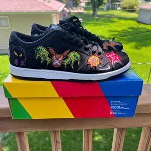 Nike Kids Black Sneakers with Colorful Graphics